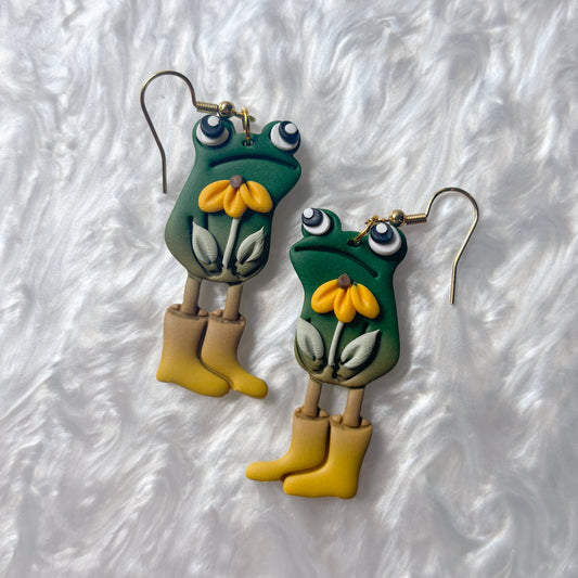SUNFLOWER FROG EARRINGS