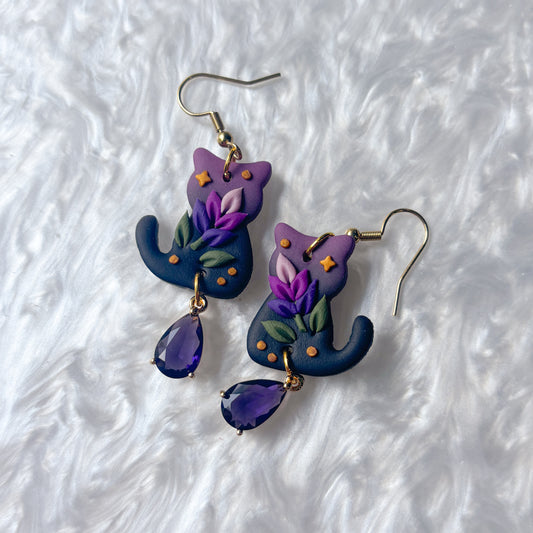 LAVENDER CAT EARRINGS