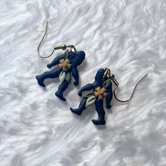 BIGFOOT SILHOUETTE FLORAL EARRINGS