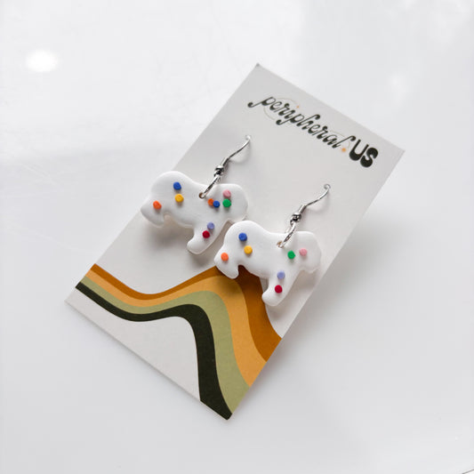 WHITE ANIMAL COOKIE EARRINGS