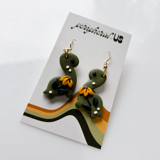 SUNFLOWER BRONTO DINO EARRINGS