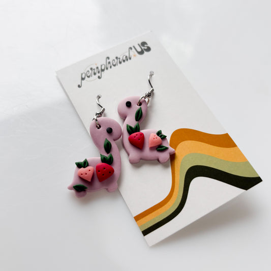 LILAC STRAWBERRY BRONTO DINO EARRINGS