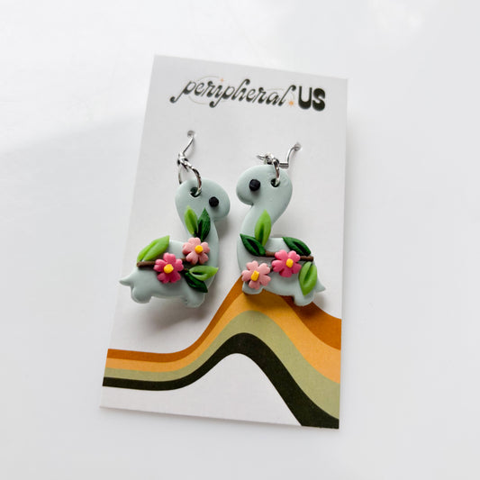 PALE BLUE CHERRY BLOSSOM BRONTO DINO EARRINGS