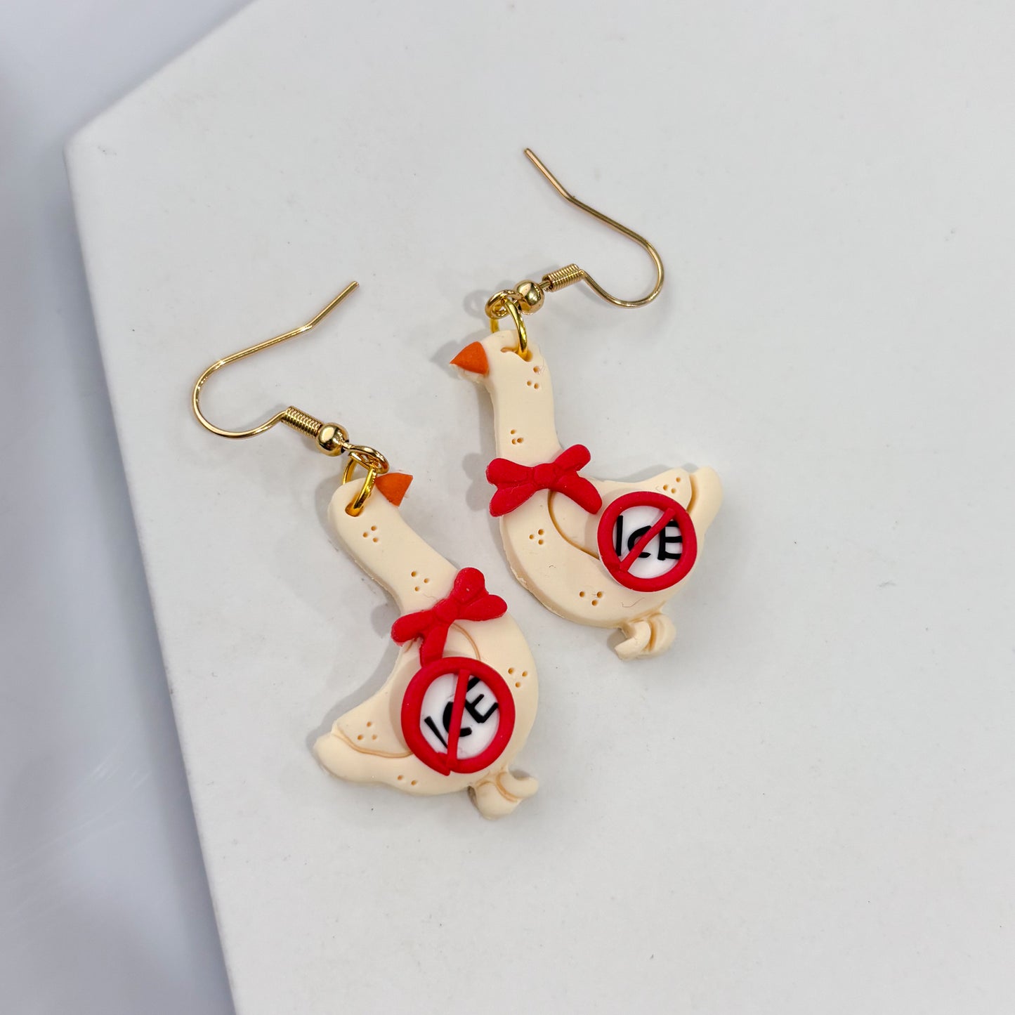 ICE OUT GEESE EARRINGS (RED)
