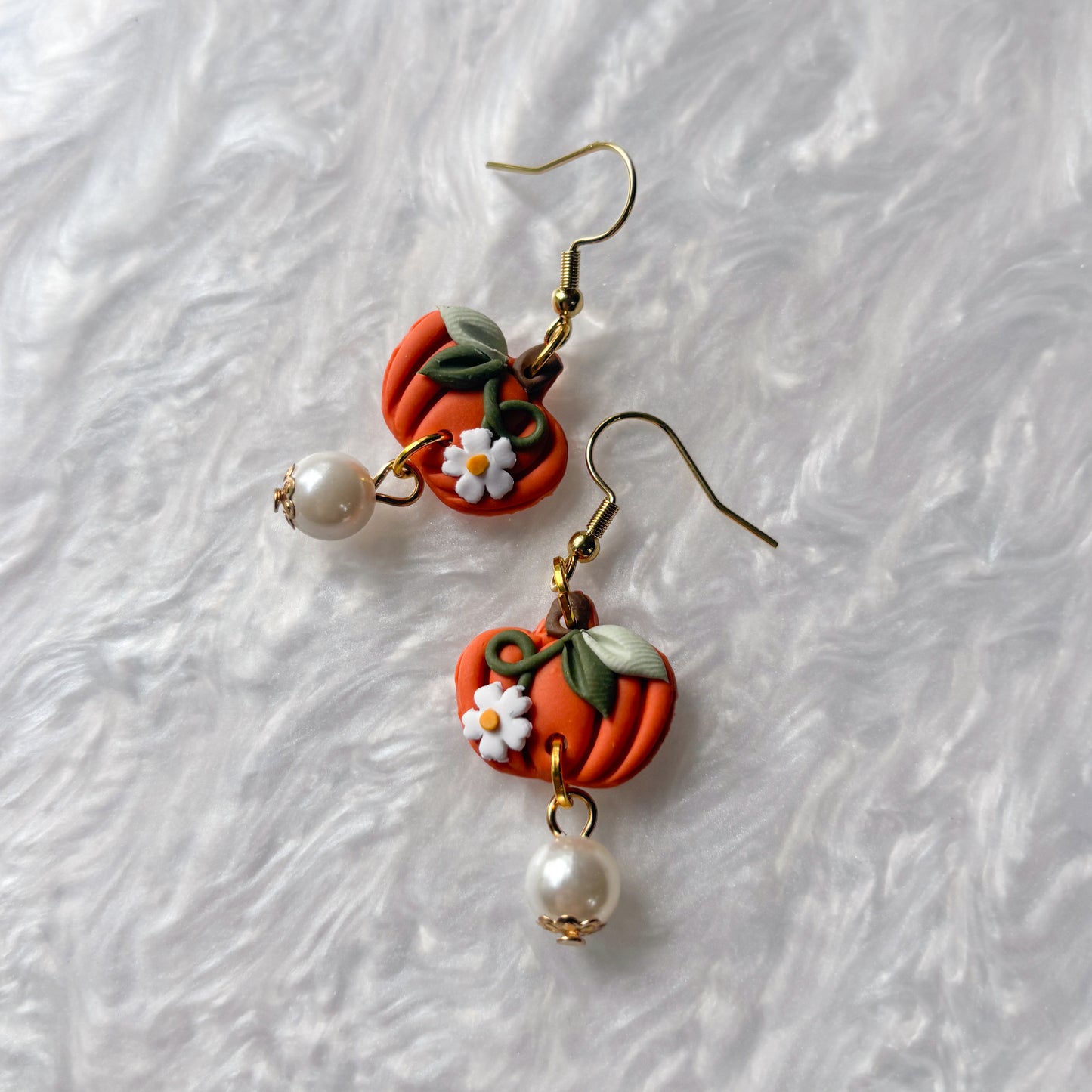 PUMPKIN & PEARL EARRINGS