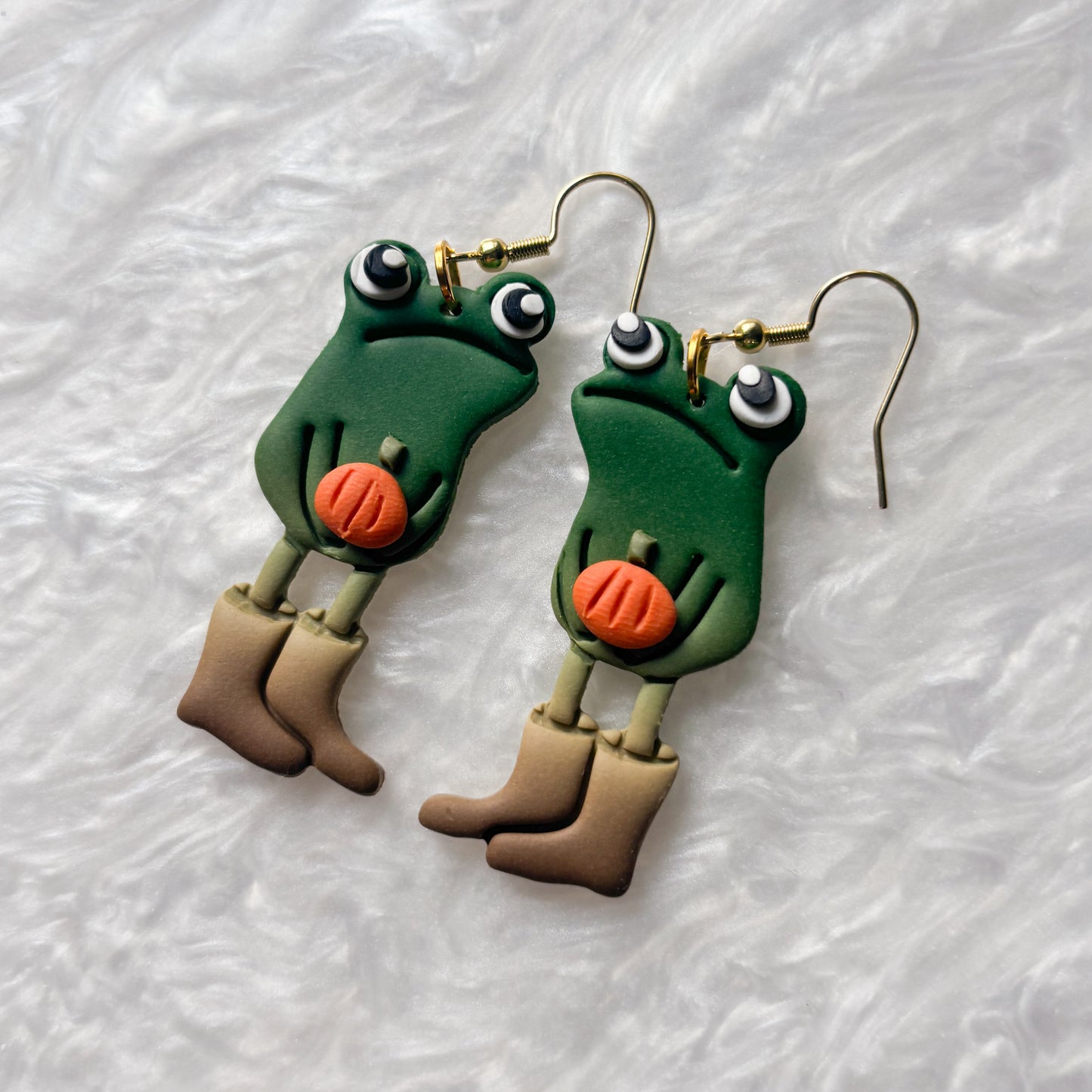 PUMPKIN AWKWARD FROG EARRINGS