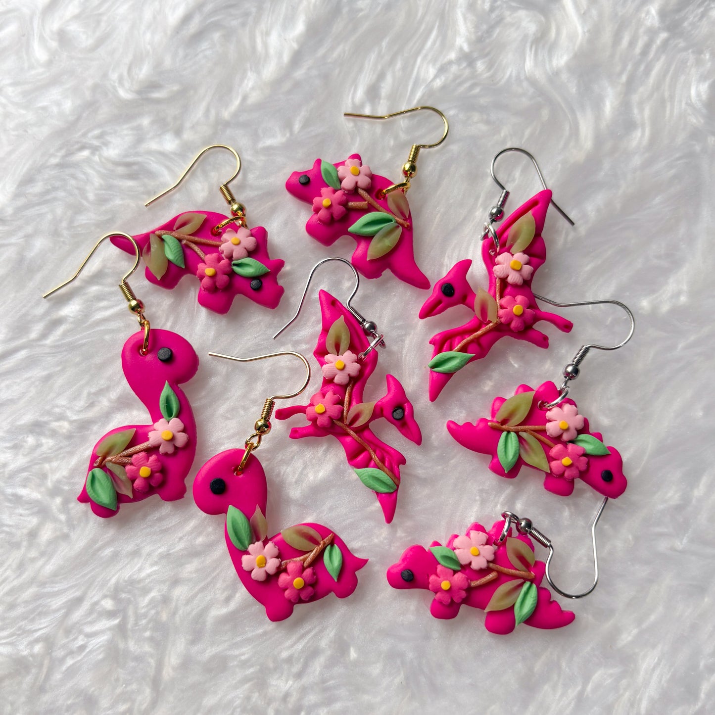 BRIGHT CHERRY BLOSSOM DINO EARRINGS (BRONTO)