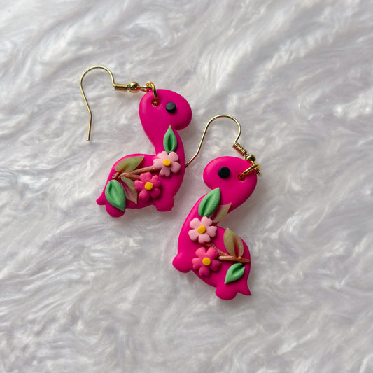 BRIGHT CHERRY BLOSSOM DINO EARRINGS (BRONTO)