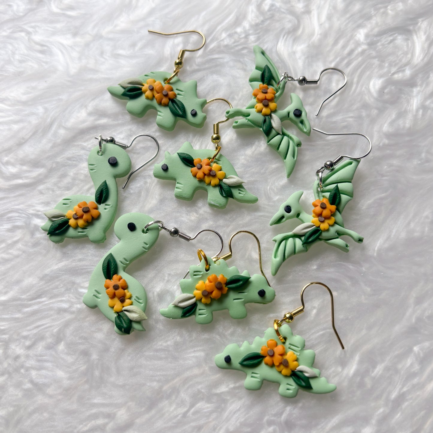 SUNFLOWER DINO EARRINGS (BRONTO)