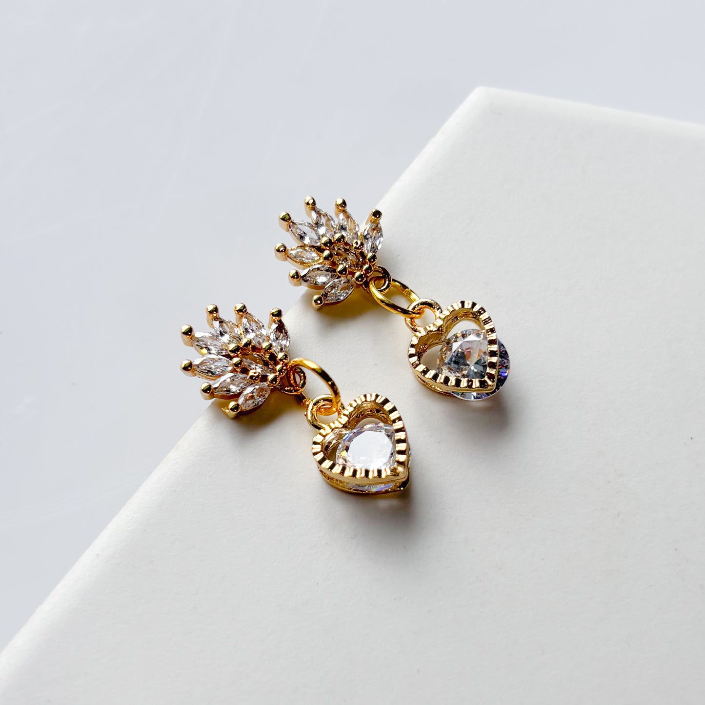 ORNATE HEART CHARM STUD EARRINGS