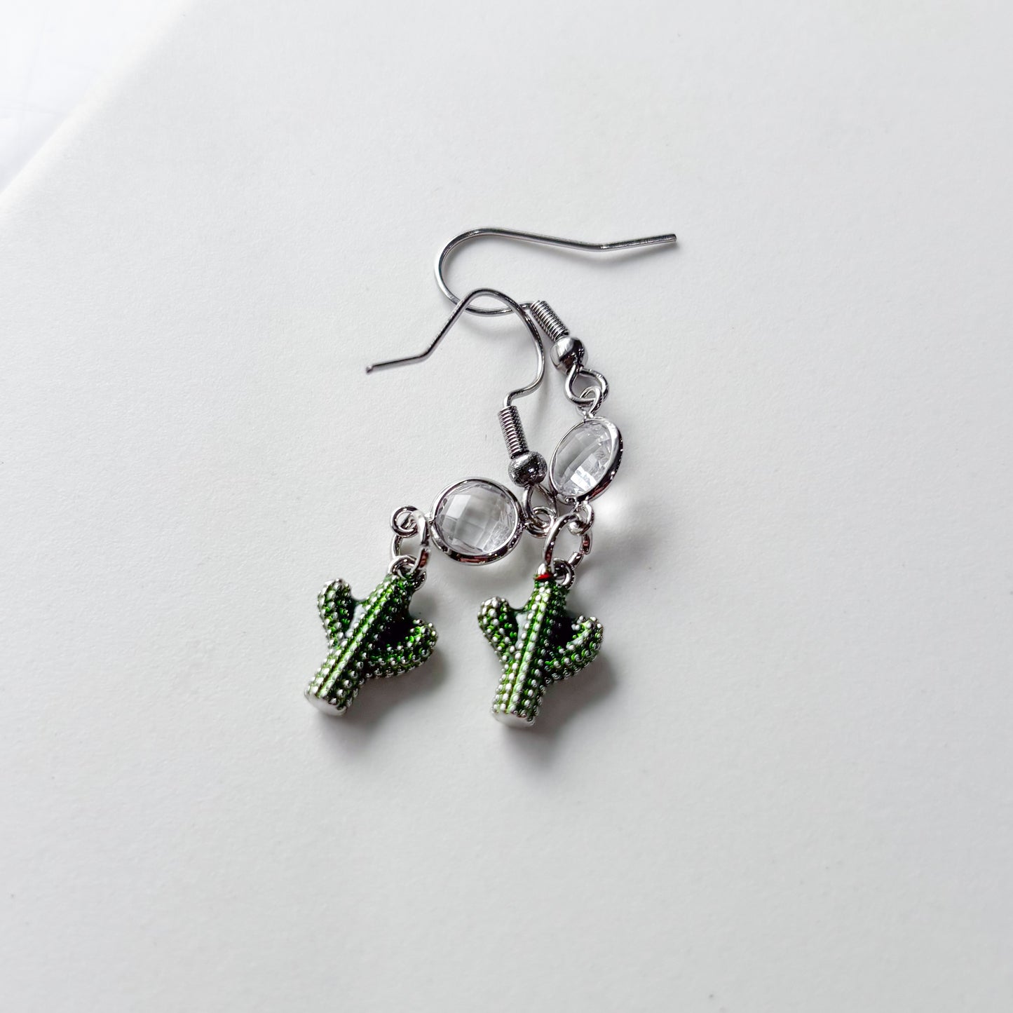 SILVER CACTUS CHARM EARRINGS