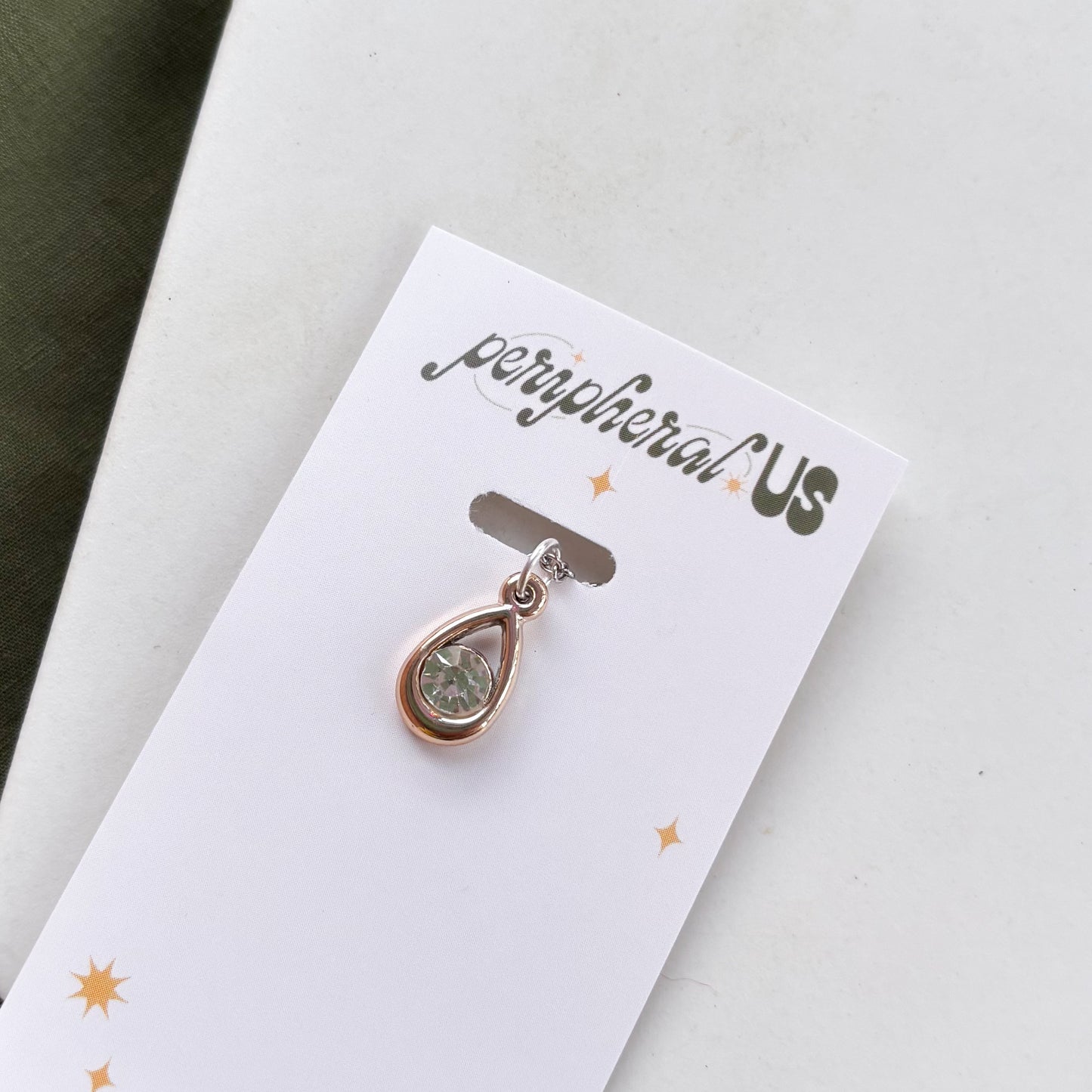 TEARDROP & GEM CHARM NECKLACE