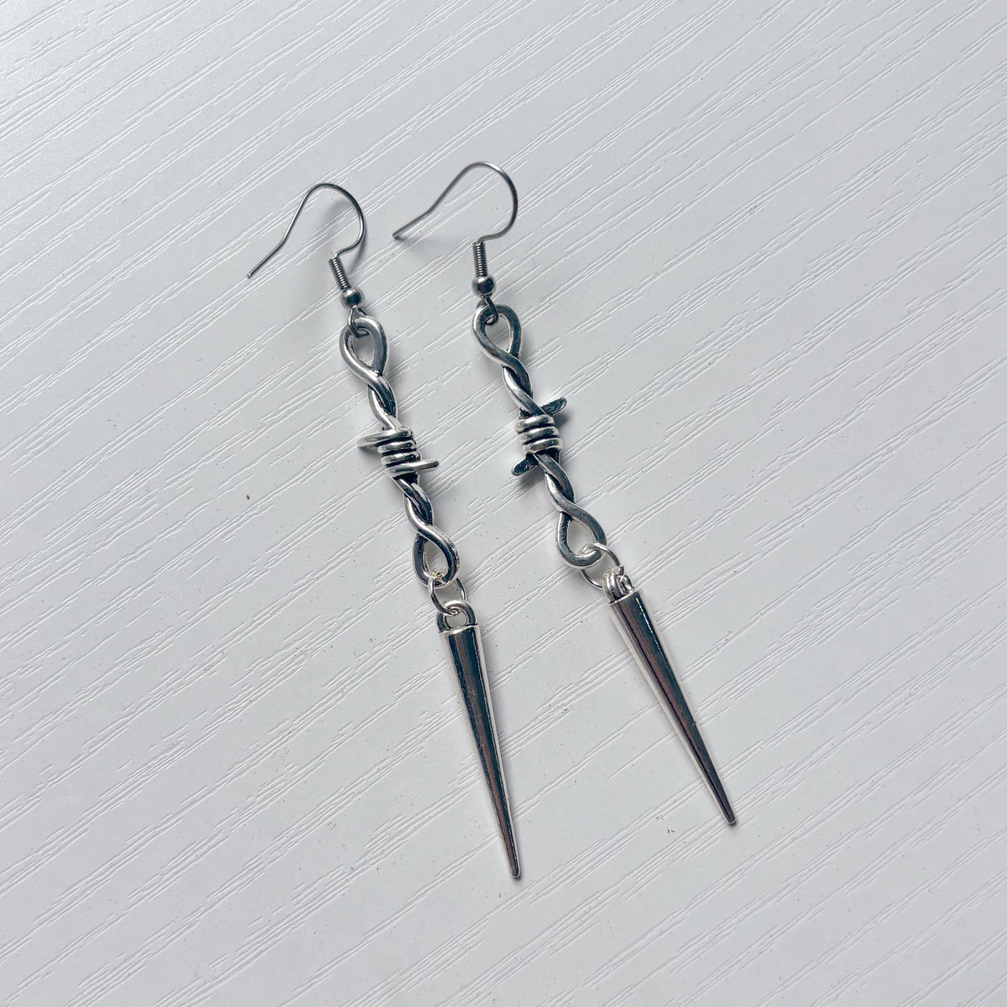 BARBED WIRE SPIKE METAL CHARM EARRINGS