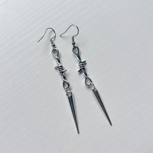 BARBED WIRE SPIKE METAL CHARM EARRINGS