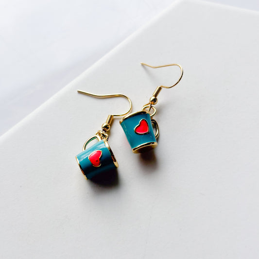 BLUE MUG CHARM EARRINGS