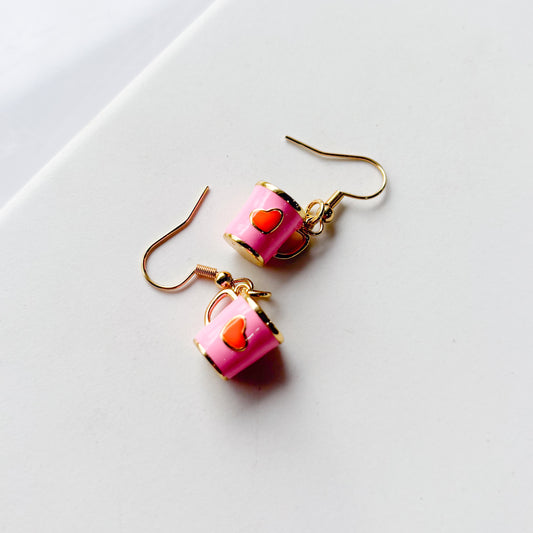 PINK MUG CHARM EARRINGS