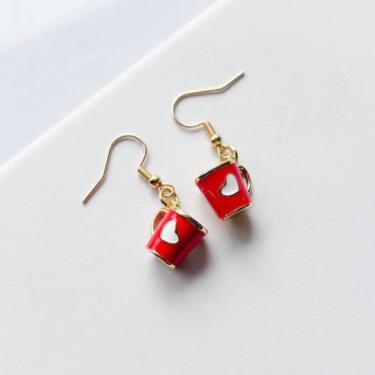 RED MUG CHARM EARRINGS