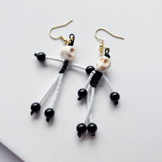 SKELETON CHARM EARRINGS (WHITE)