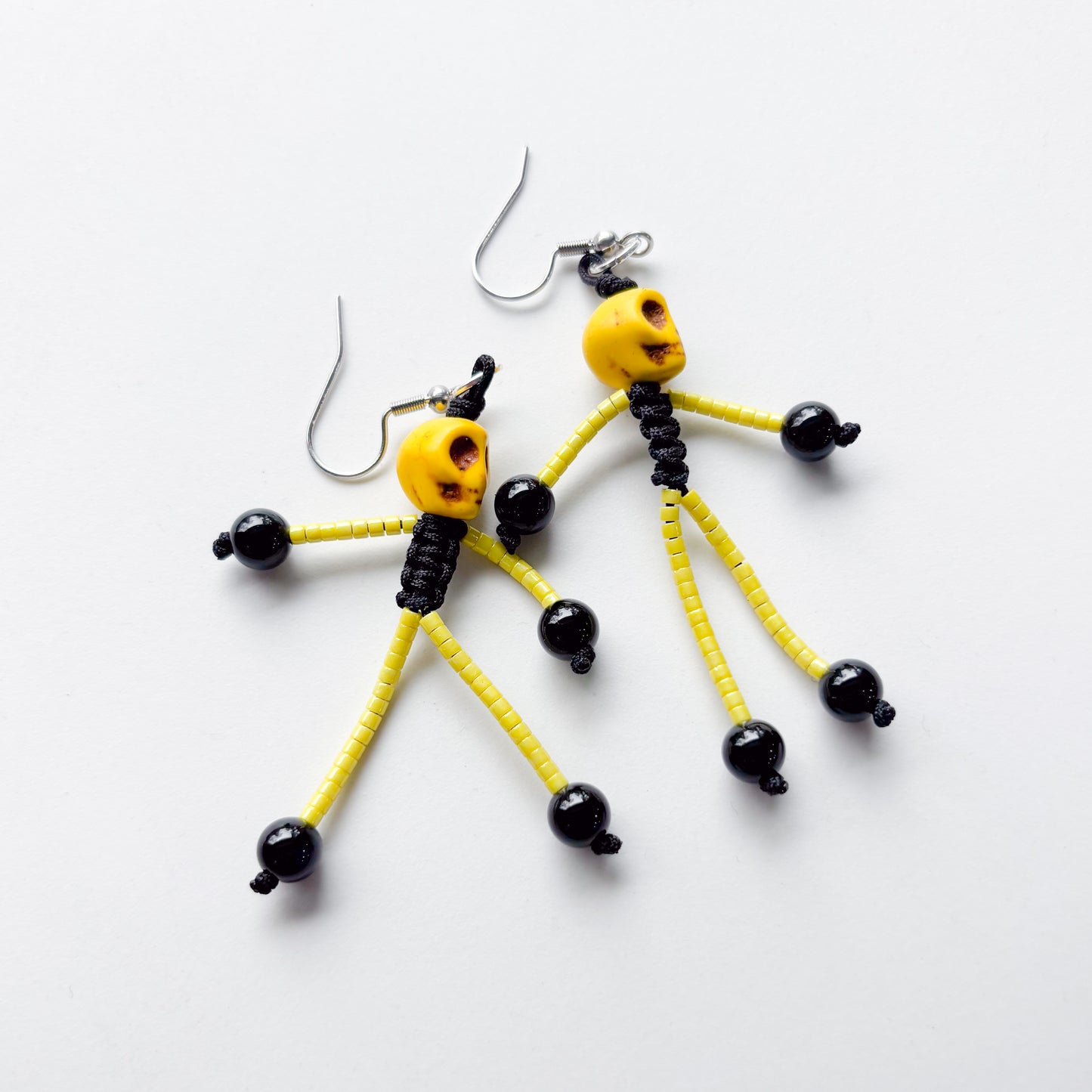 SKELETON CHARM EARRINGS (YELLOW)