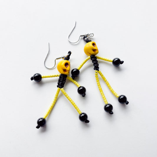 SKELETON CHARM EARRINGS (YELLOW)