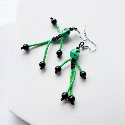 SKELETON CHARM EARRINGS (GREEN)