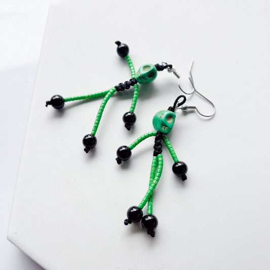 SKELETON CHARM EARRINGS (GREEN)