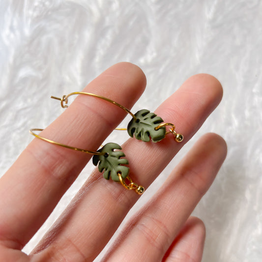 MONSTERA HOOP EARRINGS
