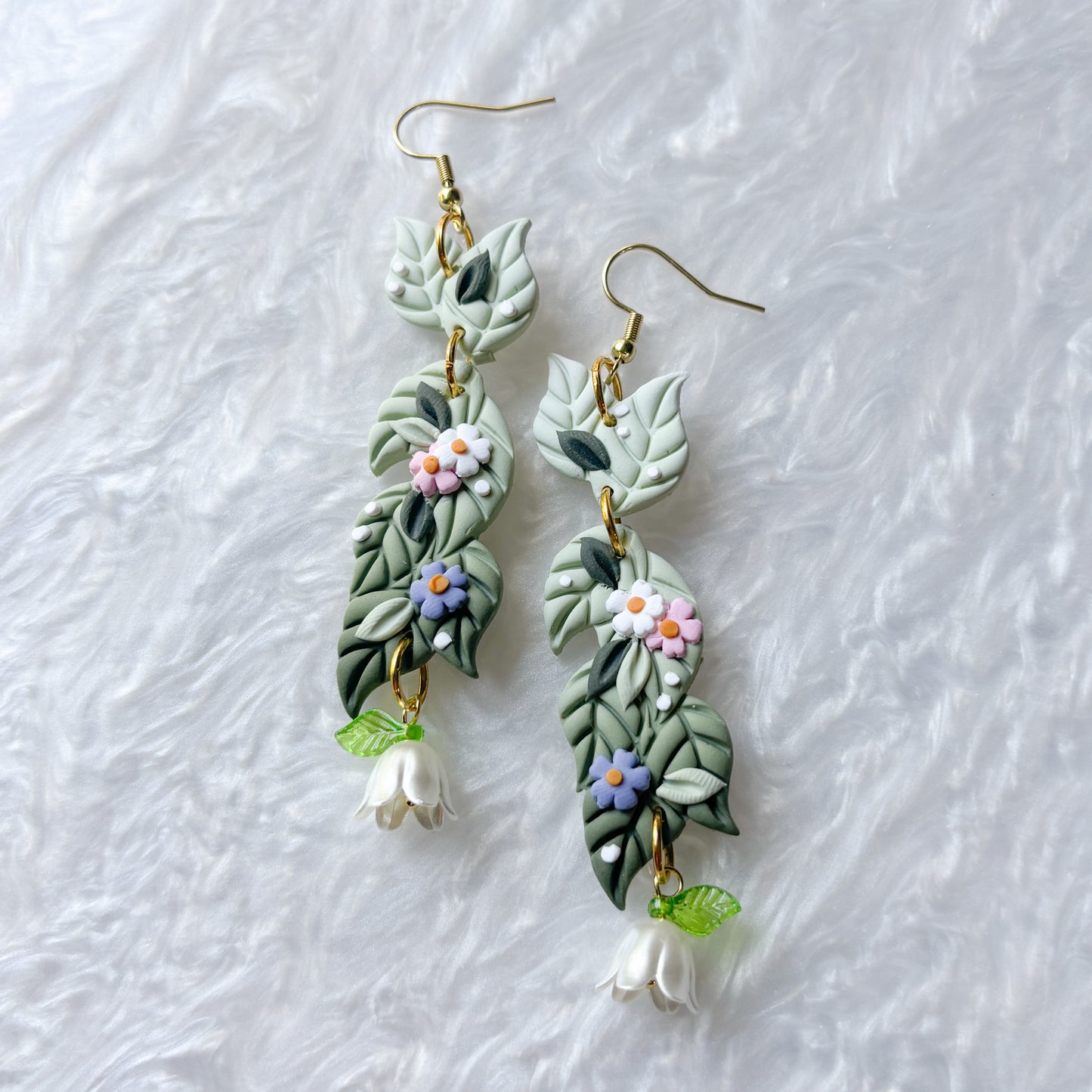 FLORAL LEAF DANGLE EARRINGS
