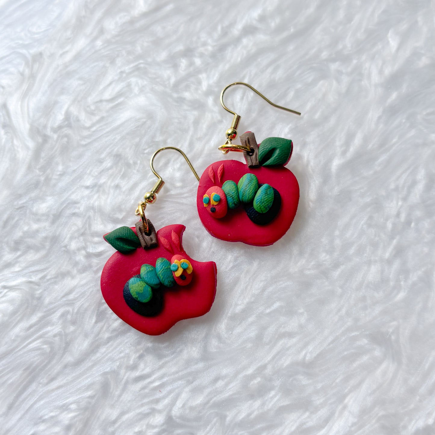 HUNGRY CATERPILLAR APPLE EARRINGS