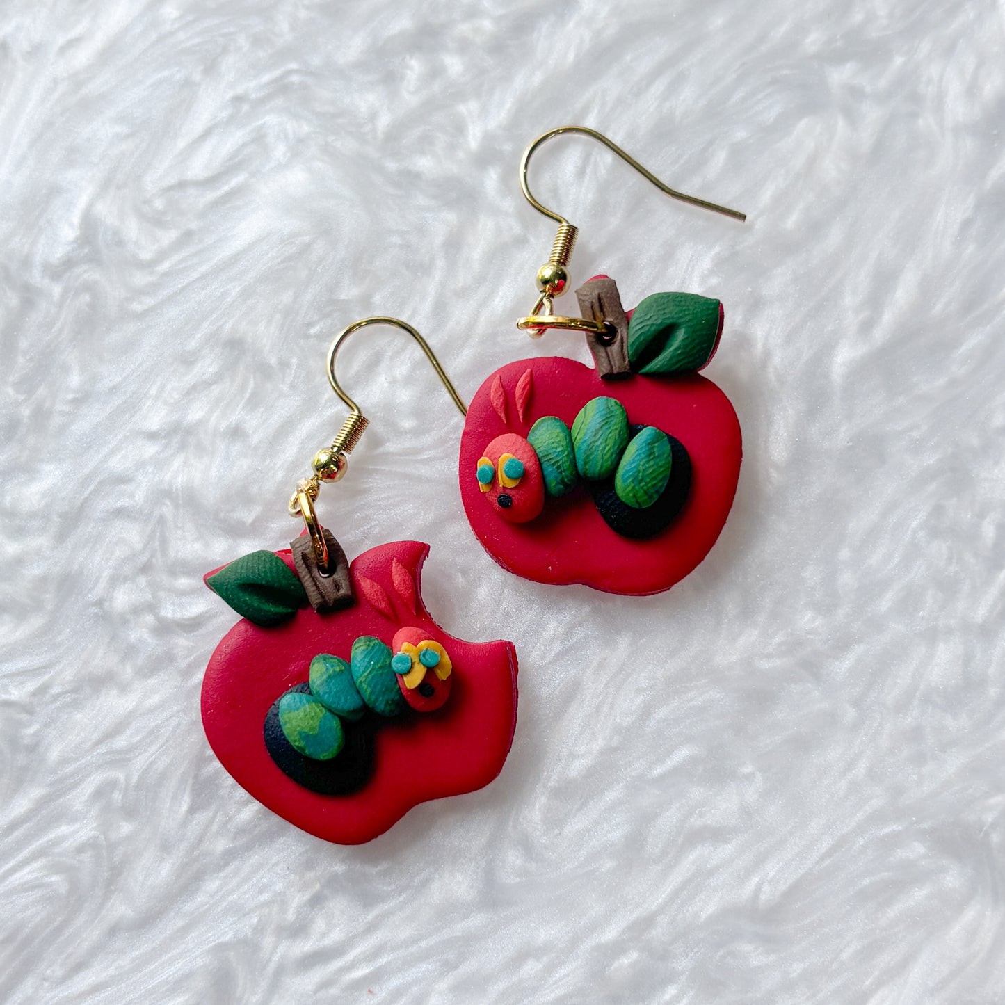 HUNGRY CATERPILLAR APPLE EARRINGS