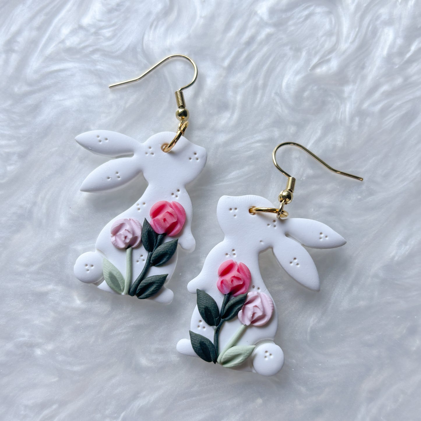 PINK ROSE RABBIT EARRINGS