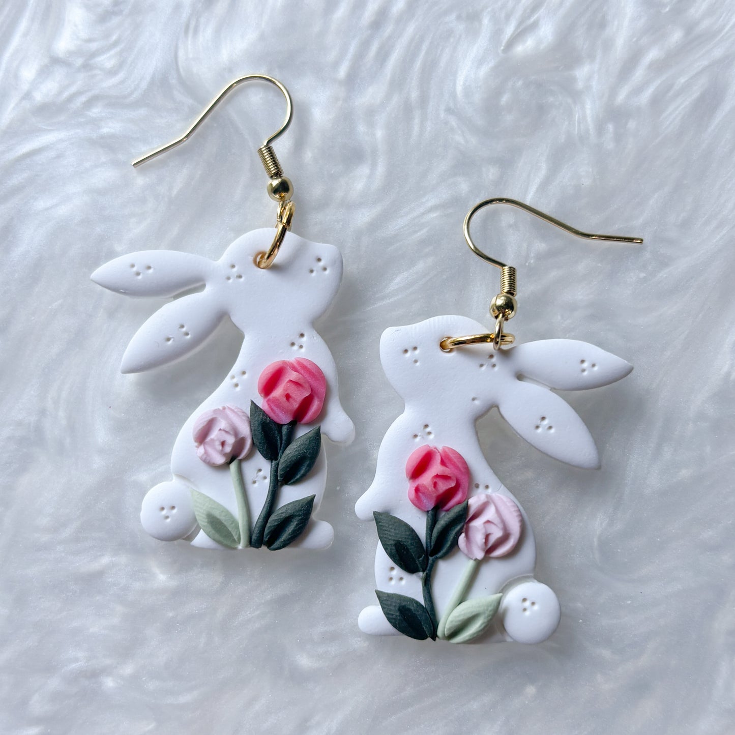 PINK ROSE RABBIT EARRINGS
