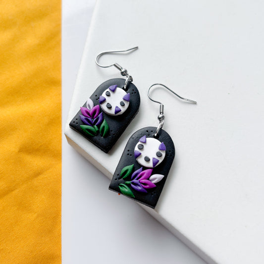 NO FACE & LAVENDER EARRINGS