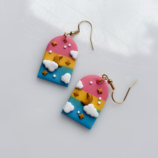 CLOUDY ARCH EARRINGS (PAN FLAG)
