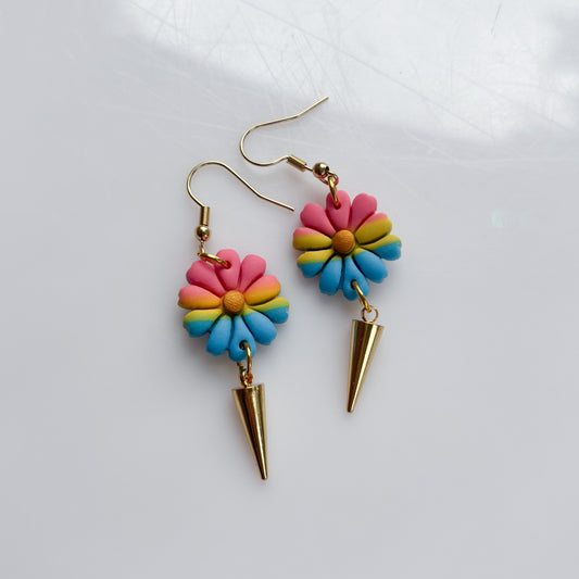 FLOWER EARRINGS (PAN FLAG)