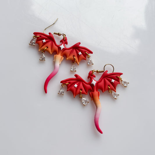 DRAGON EARRINGS (LESBIAN FLAG)