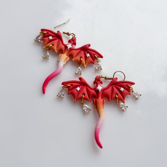DRAGON EARRINGS (LESBIAN FLAG)