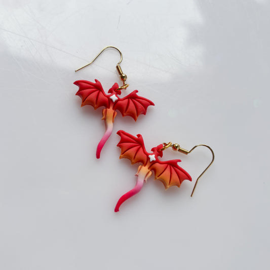 MINI DRAGON EARRINGS (LESBIAN FLAG)