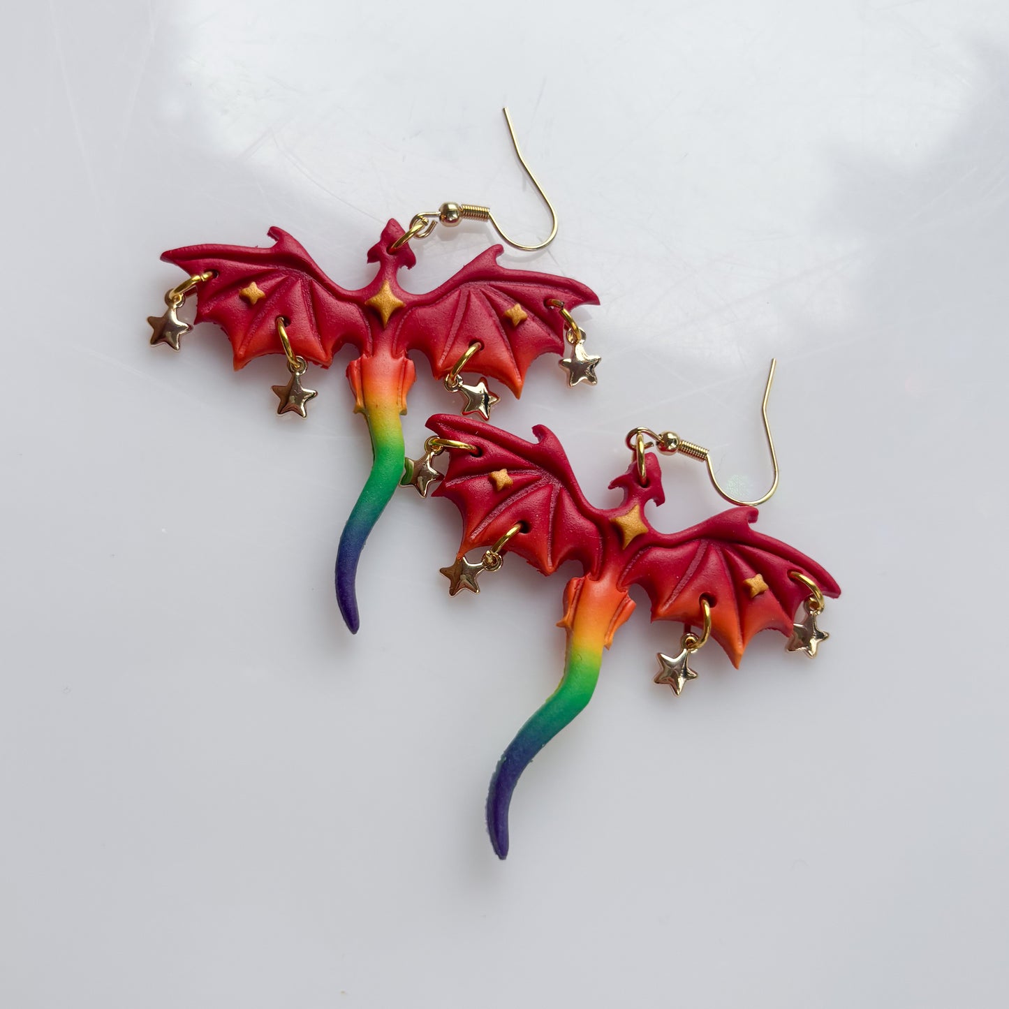 DRAGON EARRINGS (RAINBOW FLAG)