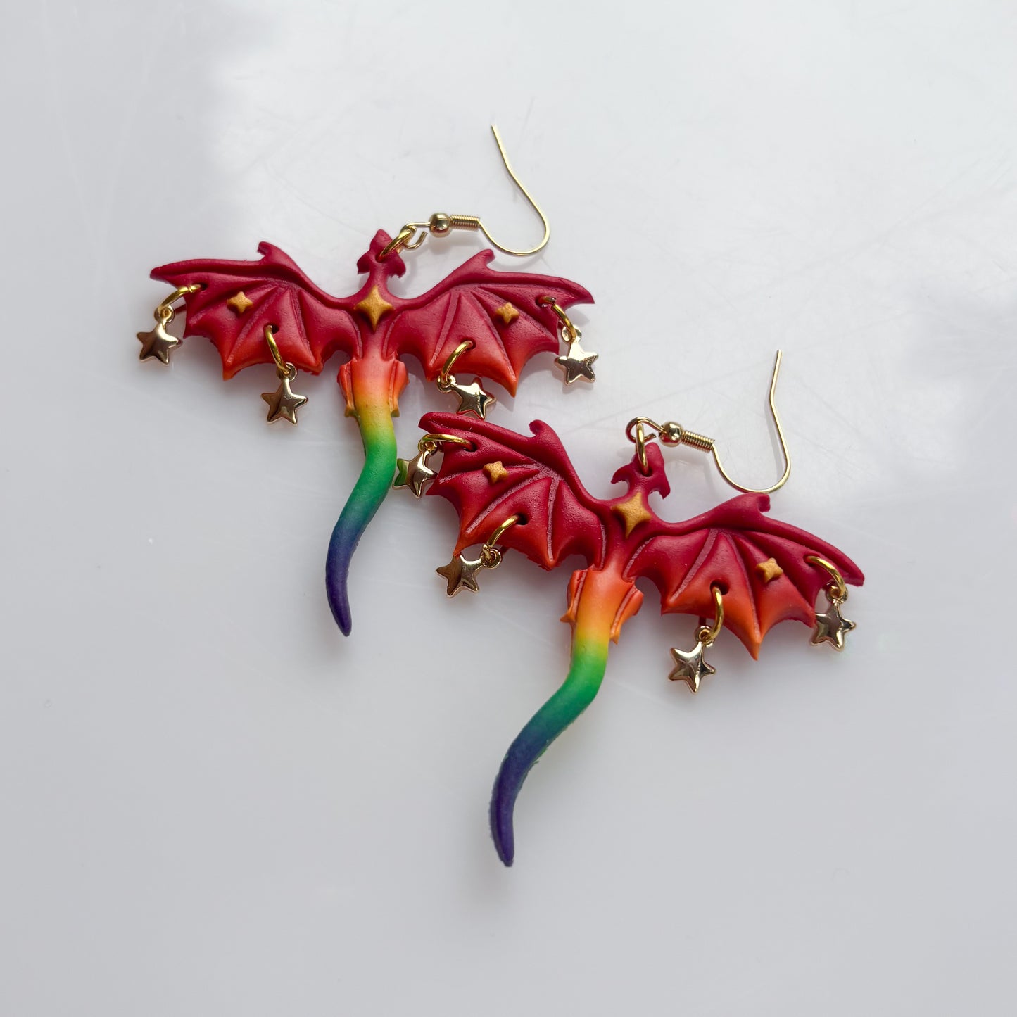 DRAGON EARRINGS (RAINBOW FLAG)