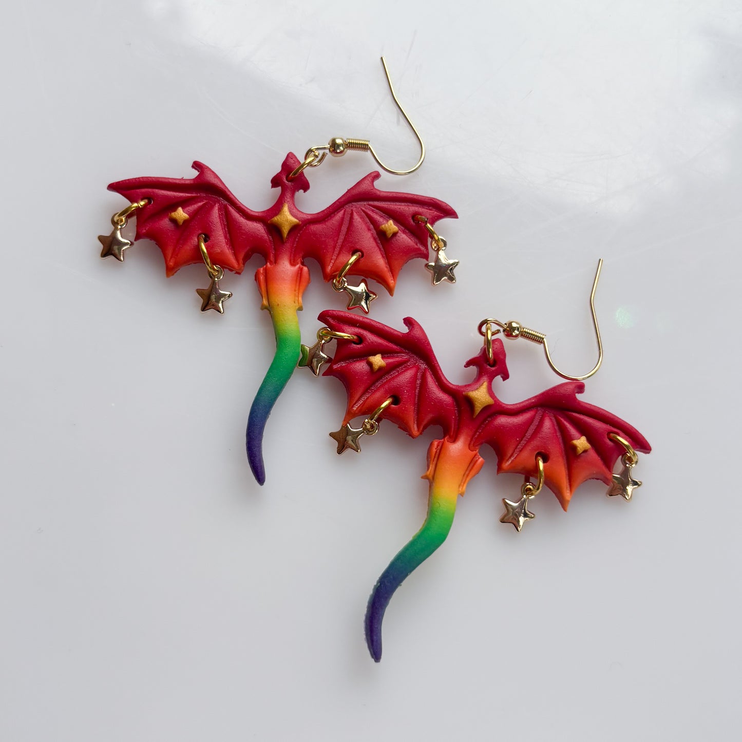 DRAGON EARRINGS (RAINBOW FLAG)
