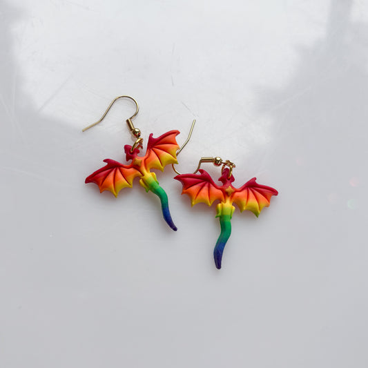 MINI DRAGON EARRINGS (RAINBOW FLAG)