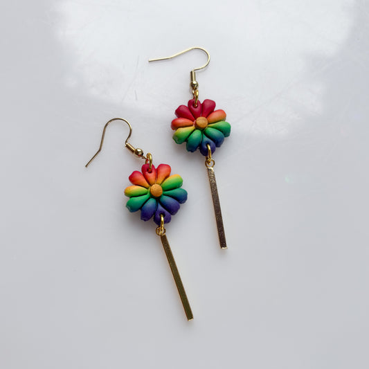 FLOWER EARRINGS (RAINBOW FLAG)