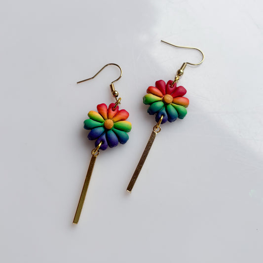 FLOWER EARRINGS (RAINBOW FLAG)
