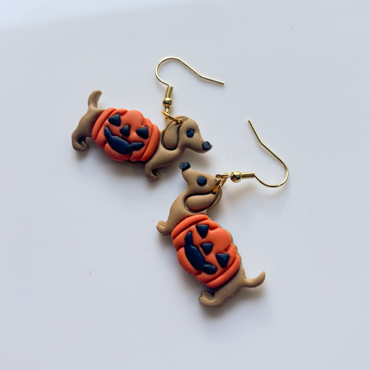 PUMPKIN DACHSHUND EARRINGS