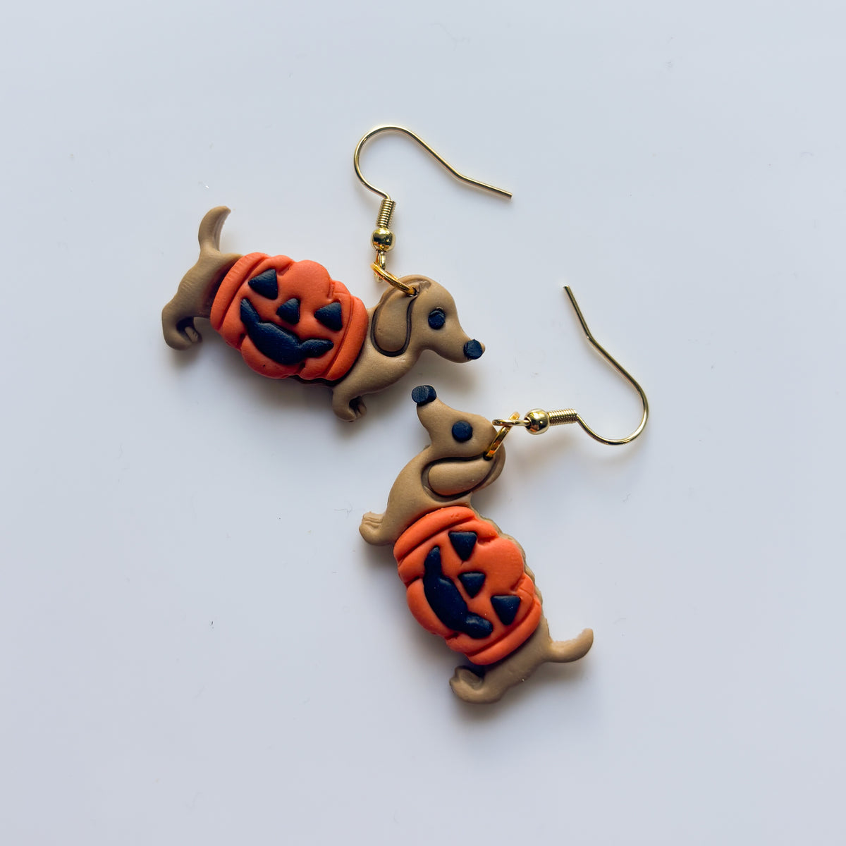 PUMPKIN DACHSHUND EARRINGS