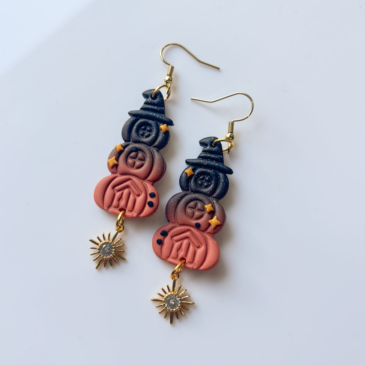 PUMPKIN WITCH HAT OMBRE HOUSE EARRINGS