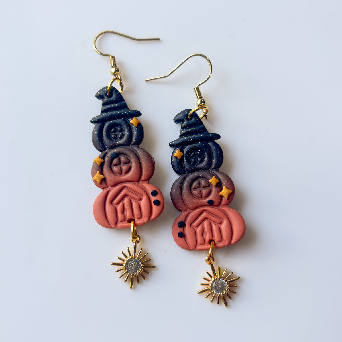 PUMPKIN WITCH HAT OMBRE HOUSE EARRINGS