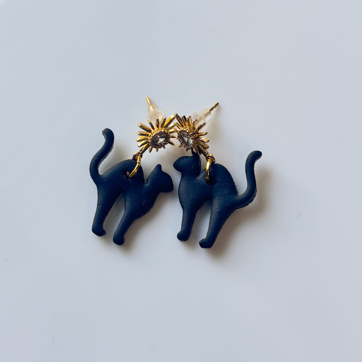 BLACK CAT STUD EARRINGS