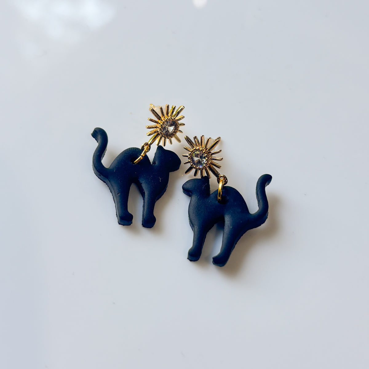 BLACK CAT STUD EARRINGS